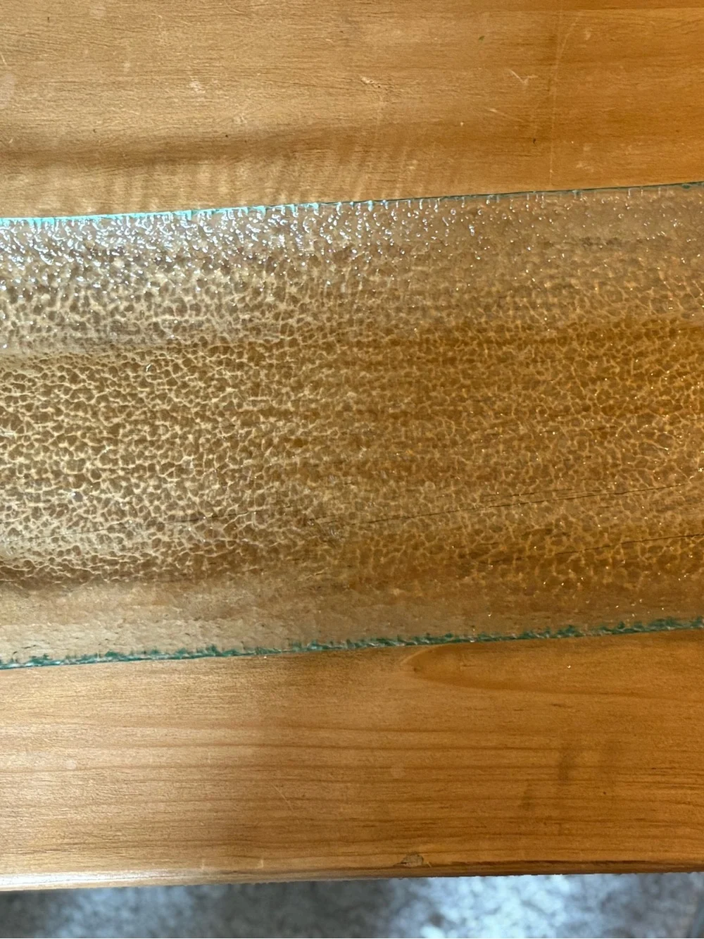 Clear Textured Glass Table Platter - Rectangular